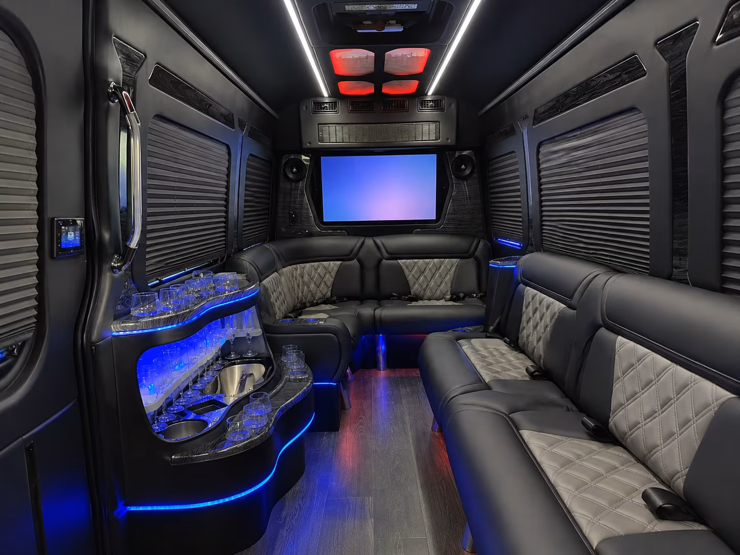 leander 30 passenger party bus interior