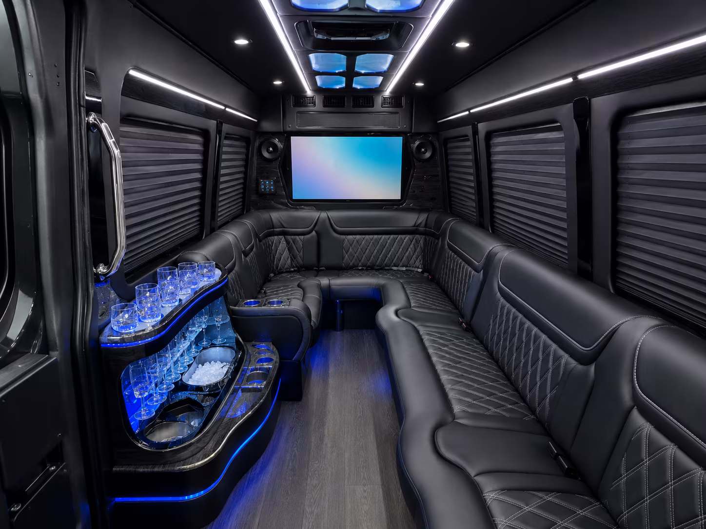 leander 40 passenger party bus interior
