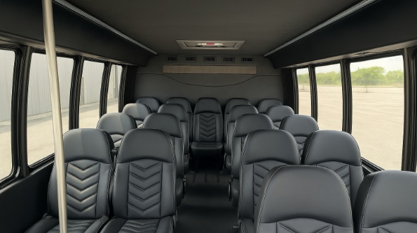 Interior of Charter Bus Company New Braunfels's 28 Passenger Mini bus in New Braunfels