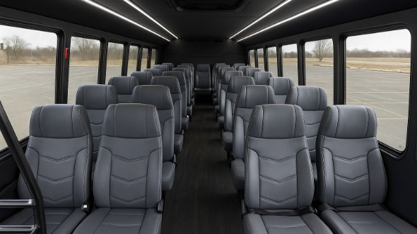 Interior of Charter Bus Company Cedar Park's 35 Passenger Minibus in Cedar Park
