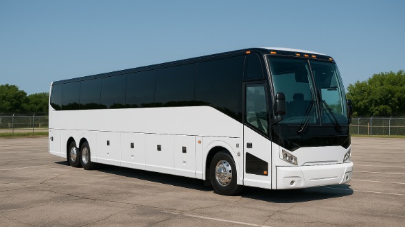 Exterior of Charter Bus Company Pflugerville's 54 Passenger Charter Bus in Pflugerville