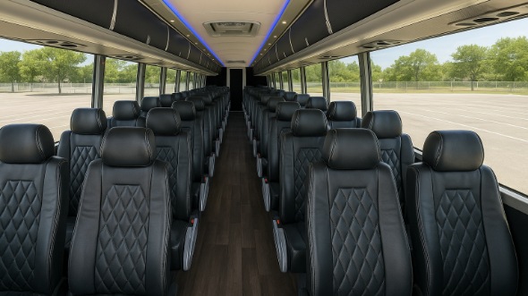 leander 56 passenger charter bus inside