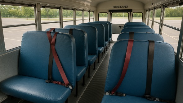 Interior of Charter Bus Company New Braunfels's School Bus in New Braunfels