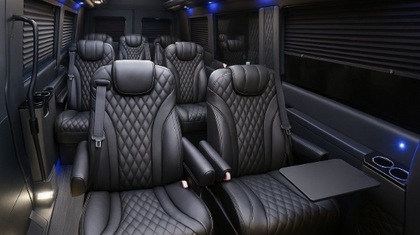 Interior of Charter Bus Company Round Rock's Sprinter Van Rental With Driver in Round Rock